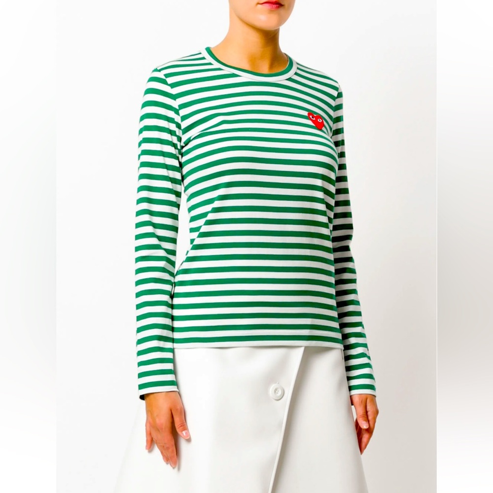 Comme Des Garçons Play striped logo patch t-shirt S
